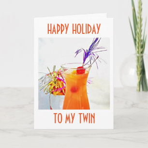 TWIN CHEERS AND HOLIDAY/HAPPY NEW YEAR WISHES HOLIDAY CARD