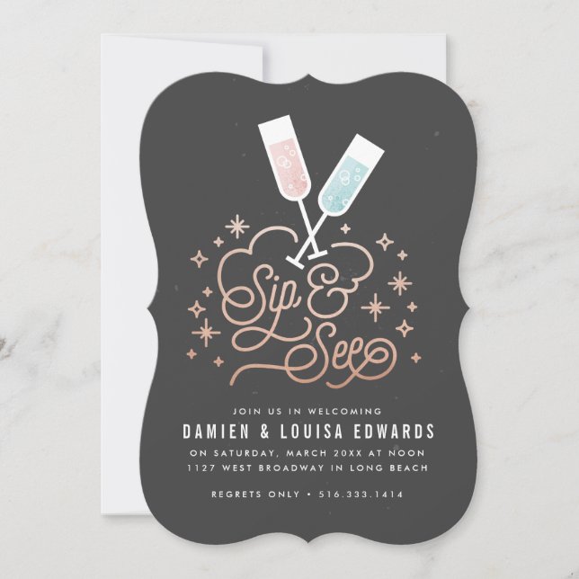 Twin Cheers to the Little One Sip & See Invitation (Front)