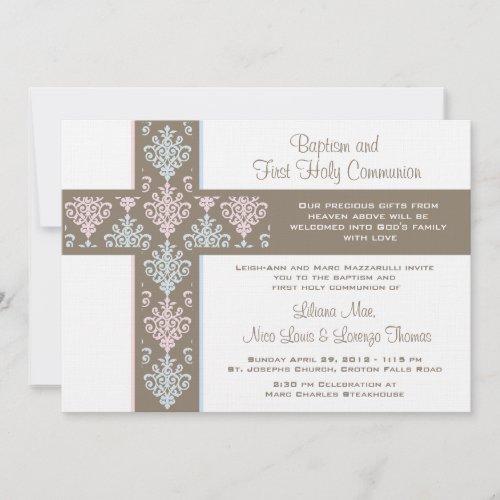 Twin Christening and First Communion Invitation