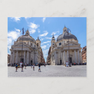 Twin churches on Piazza del Popolo - Rome, Italy Postcard
