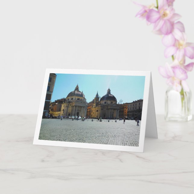 Twin Churches, Piazza Del Popolo, Rome, Italy Card (Orchid)