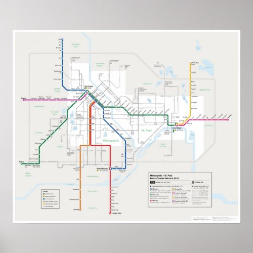 Twin Cities Transit Map Future Poster