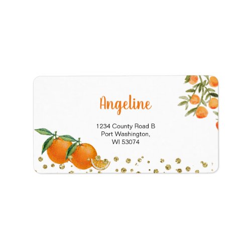 Twin Citrus Orange Modern Address Label