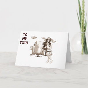 TWIN-CLEBRATE THEN LET'S GO SHOPPING BIRTHDAY CARD