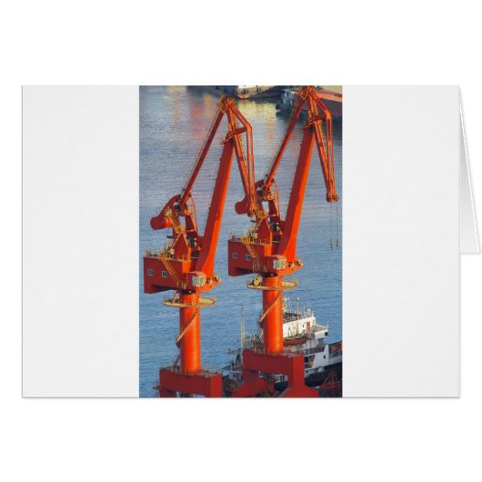 twin construction cranes look like birds dinosaurs (Front Horizontal)