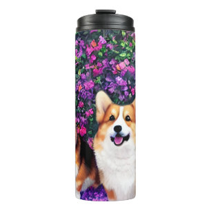 Twin Corgis in the Garden Thermal Tumbler