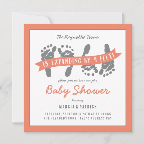 Twin Couples Shower Invitation in Peach