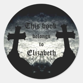 Twin Crosses This Book Belongs To Classic Round Sticker by TheHopefulRomantic at Zazzle