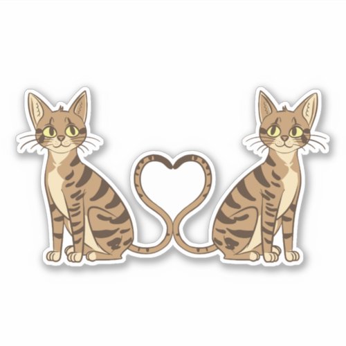 TWIN CUTE BENGAL CATS  STICKER