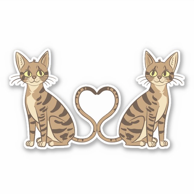 TWIN CUTE BENGAL CATS  STICKER (Front)