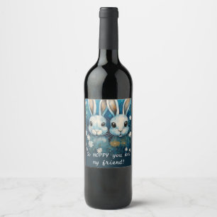 TWIN Cute bunnies Wine Label