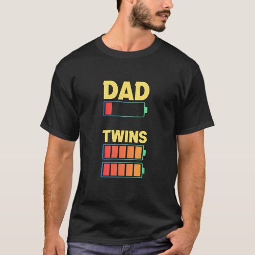 Twin Dad Of Twins Low Battery T_Shirt