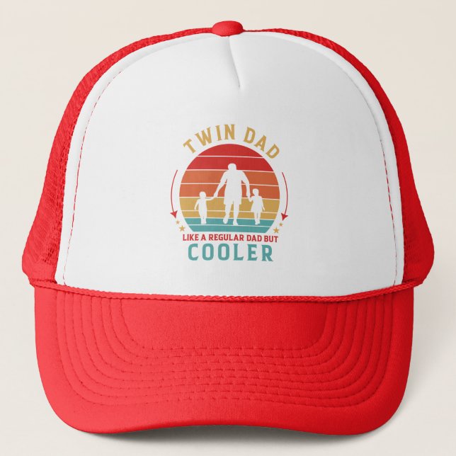 Twin Dad Retro Sunset Trucker Hat (Front)