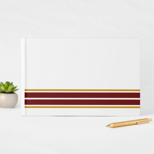 Twin Deep Red Bottom Racing Stripes On White Guest Book