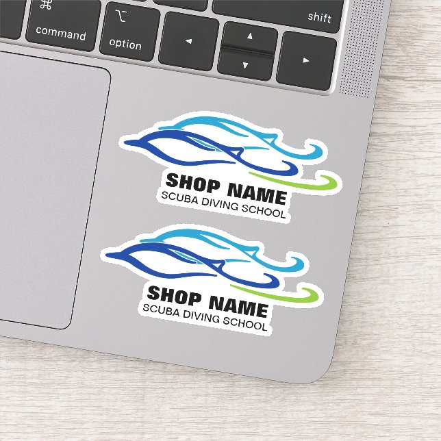 Twin Dolphins Scuba School Sticker (Detail)