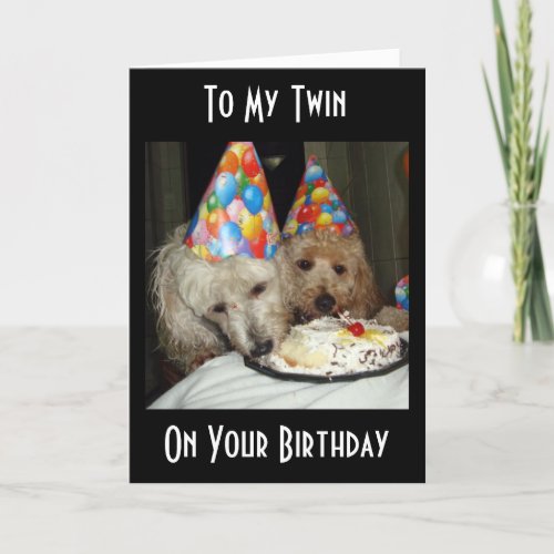 TWIN DOUBLE LOVE DOUBLE DOGS DOUBLE BIRTHDAY CARD