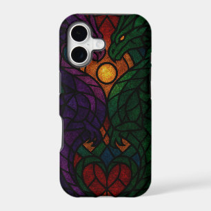 Twin Dragon Stained Glass iPhone 17 Case