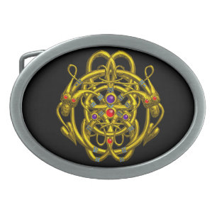 TWIN DRAGONS ,Black Oval Belt Buckle