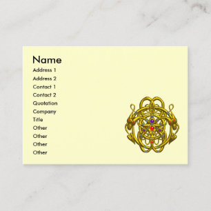 TWIN DRAGONS GOLD CELTIC KNOTS Black Cream Business Card