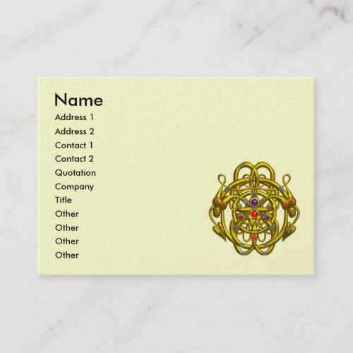 TWIN DRAGONS GOLD CELTIC KNOTS Black Cream Pearl Business Card