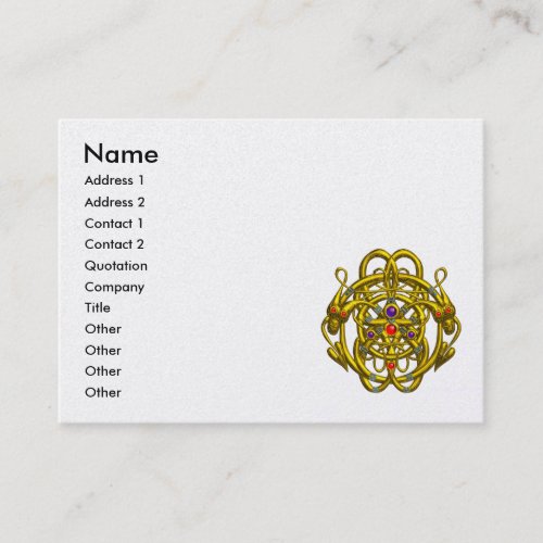 TWIN DRAGONS GOLD CELTIC KNOTS Black White Pearl Business Card