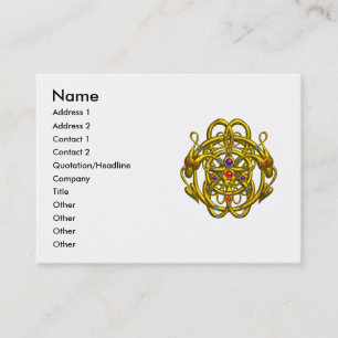 TWIN DRAGONS / GOLD CELTIC KNOTS Purple White Business Card