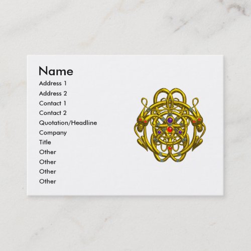 TWIN DRAGONS  GOLD CELTIC KNOTS Purple White Business Card