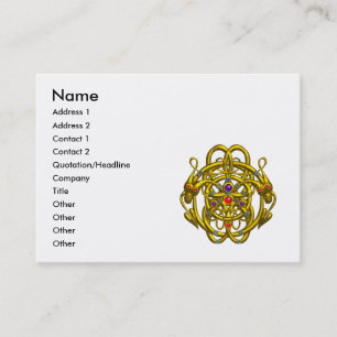 TWIN DRAGONS / GOLD CELTIC KNOTS White Business Card