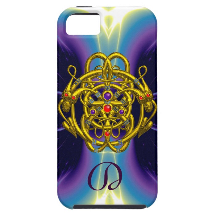 TWIN DRAGONS MONOGRAM ;Teal, Aqua Blue Purple iPhone 5 Cases