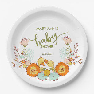 Twin Ducklings Baby Shower Paper Plates