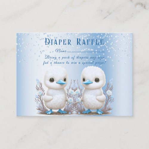 Twin Ducks Blue Floral Baby Shower Enclosure Card