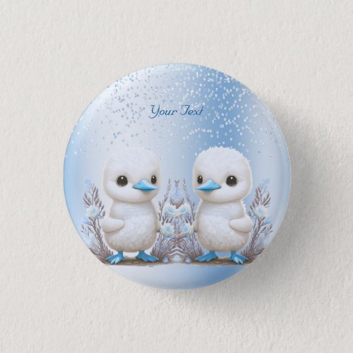 Twin Ducks Blue Floral Button