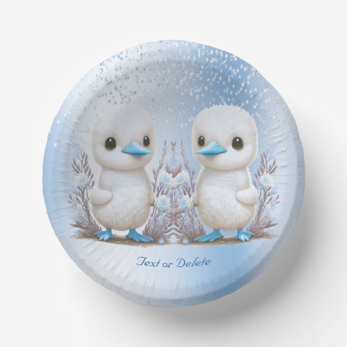Twin Ducks Blue Floral Paper Bowl