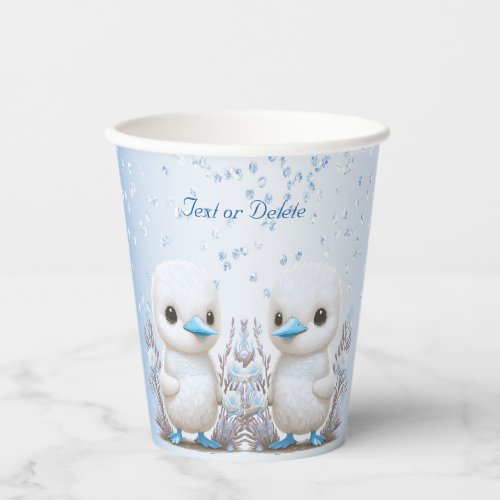 Twin Ducks Blue Floral Paper Cups