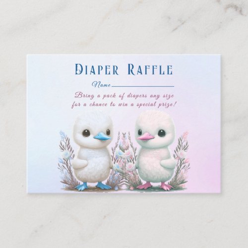 Twin Ducks Floral Baby Shower Enclosure Card