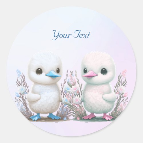 Twin Ducks Floral Sticker