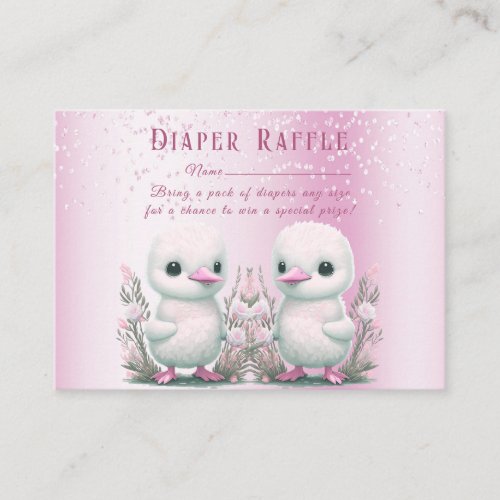 Twin Ducks Pink Floral Baby Shower Enclosure Card