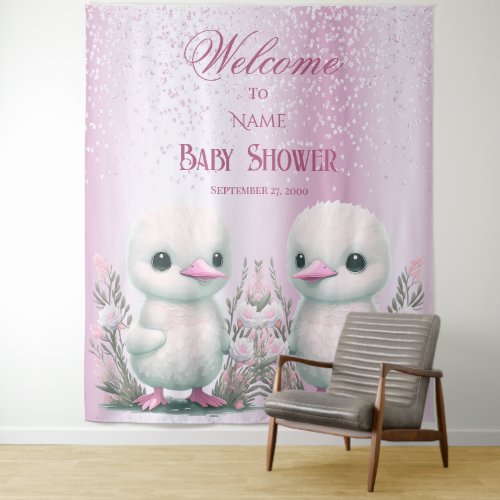 Twin Ducks Pink Floral Backdrop