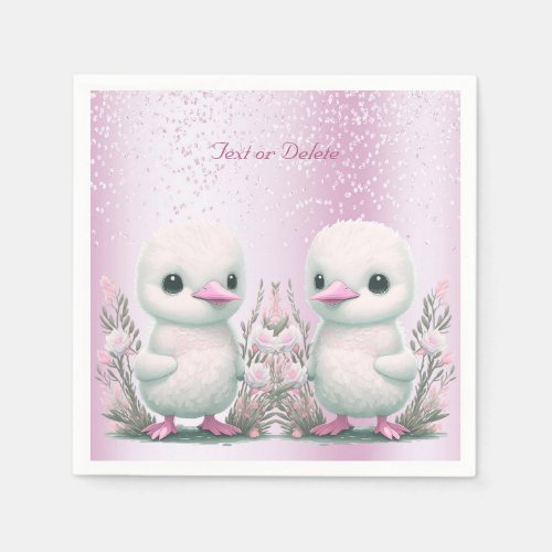 Twin Ducks Pink Floral Napkins