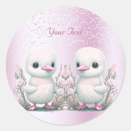 Twin Ducks Pink Floral Sticker