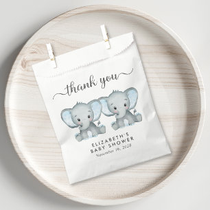 Twin Elephant Baby Boys Shower Thank You Favor Bag