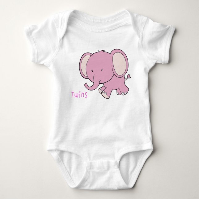 Twin Elephant baby onsie Baby Bodysuit (Front)