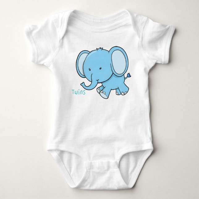 Twin Elephant baby onsie Baby Bodysuit (Front)