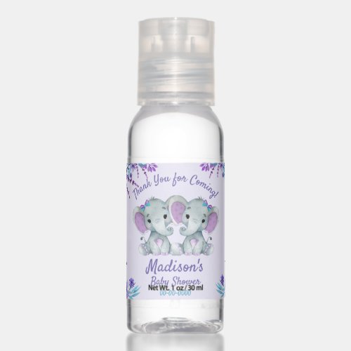 Twin Elephant Hand Sanitizers Girl Baby Shower