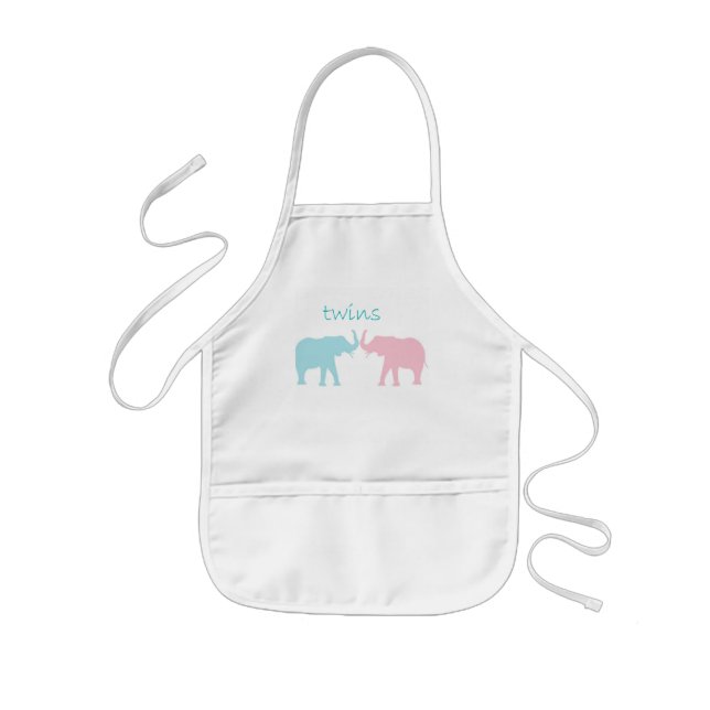 Twin Elephant Pink And Blue Kids' Apron (Front)