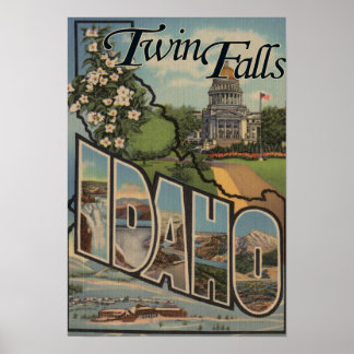 Twin Falls, Idaho - Large Letter Scenes Poster