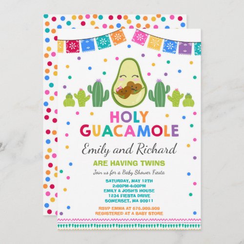 Twin Fiesta Baby Shower Invitation Holy Guacamole