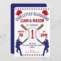 Twin, First, Baseball, Little Slugger Invitation | Zazzle