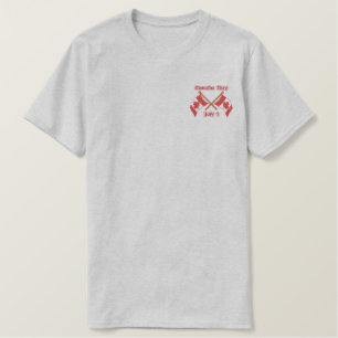 Twin Flags Canada Embroidered T-Shirt