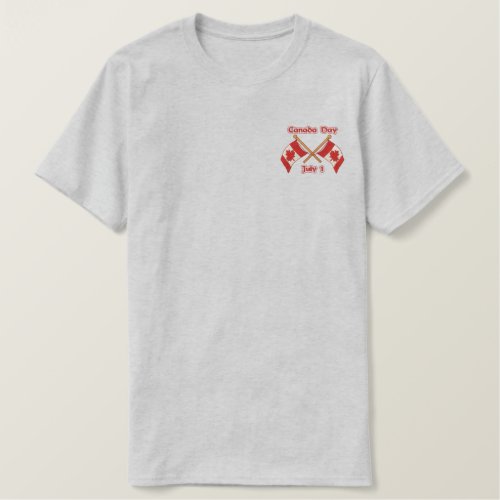 Twin Flags Canada Embroidered T_Shirt